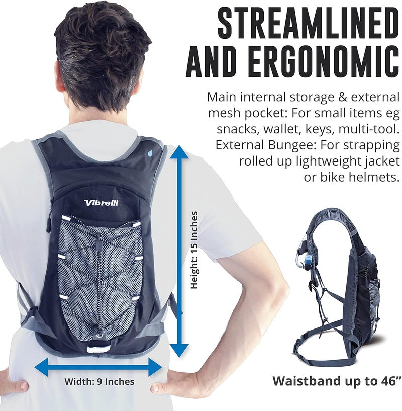 Vibrelli Hydration Backpack & 2L Hydration Bladder - High Flow Bite Valve - Hydration Pack for Cycling, Running, Hiking - Image 3